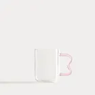 Homla, Zigra, szklanka, z falowanym różowym uchem, 0,4l