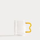 Homla, Zigra, szklanka, z falowanym żółtym uchem, 0,4l