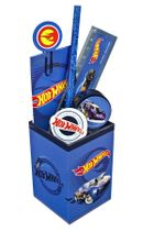 Hot Wheels, zestaw artykułów szkolnych z przybornikiem, 6 elementów