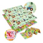 Humbi, dwustronna mata edukacyjna z pianki XPE, alfabet niemiecki i wieś, 180-200 cm