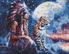Ideyka, diamentowa mozaika, Dziewczyna i lampart, 40-50 cm