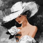 Ideyka, malowanie po numerach, Biała róża, 40-40 cm