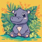 Ideyka, malowanie po numerach, Hipopotam w tropikach Kids