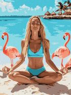 Ideyka, malowanie po numerach, Joga z flamingami, 30-40 cm