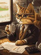 Ideyka, malowanie po numerach, Kot biznesmen, 30-40 cm