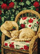 Ideyka, malowanie po numerach, kot w ogrodzie, 30-40 cm