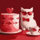 Ideyka, malowanie po numerach, Kot z tortem, 30-30 cm