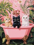 Ideyka, malowanie po numerach, koty w łazience, 30-40 cm