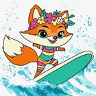 Ideyka, malowanie po numerach, Lis łapie falę Kids