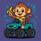 Ideyka, malowanie po numerach, Małpa w samochodzie Kids