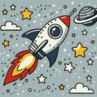 Ideyka, malowanie po numerach, Rakieta kosmiczna