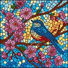 Ideyka, malowanie po numerach, witraż, Sikorka, 30-30 cm