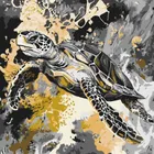 Ideyka, malowanie po numerach, złoty żółw metal, 40-40 cm