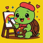 Ideyka, malowanie po numerach, Żółwik artysta, 25-25 cm