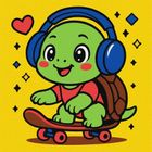 Ideyka, malowanie po numerach, Żółwik na deskorolce, 25-25 cm