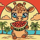 Ideyka, malowanie po numerach, Żyrafa i arbuz, 25-25 cm