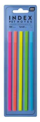 Interdruk, Pet notes, zakładki indeksujące, paski, neon, 140 mm, 100 szt.