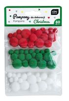 Interdruk, pompony do dekoracji, świąteczne, 60 szt.