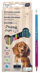 Interdruk, Puppy Sign, kredki ołówkowe, dwustronne, z temperówką, 24 kolory