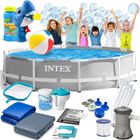 Intex, basen ogrodowy, stelażowy + maszynka do baniek, 15w1, 305-76 cm