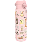 ION8, Pieski, bidon stalowy z ustnikiem, różowy, 600 ml