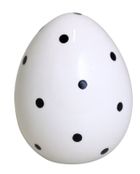 Jajko ceramiczne, białe w czarne kropki, duże, 14-14-17 cm