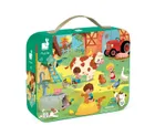 Janod, Dzień na farmie, puzzle w walizce, 24 elementy