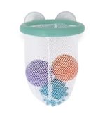 Janod, gra w koszykówkę do kąpieli, kosz z przyssawkami z 3 piłkami