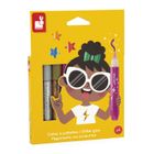 Janod, klej z brokatem, w tubkach, 9 kolorów