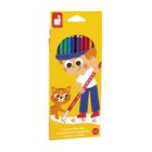 Janod, kredki ołówkowe zmazywalne, z gumką, 12 kolorów