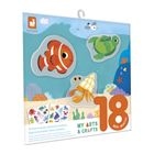 Janod, My arts & crafts, zestaw kreatywny, grube naklejki wielokrotnego użytku, ocean