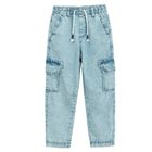 Jasnoniebieskie jeansy o kroju jogger z regulacją Cool Club