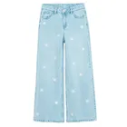 Jeansowe spodnie wide w stokrotki Cool Club