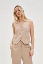 Kamizelka damska, beżowa, Moodo