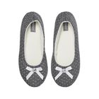 Kapcie damskie, baleriny, szare, kropki, kokardka z diamencikiem, 39-40, Soxo