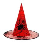 Kapelusz czarownicy z pajęczyną i pająkiem, czerwony
