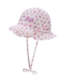 Kapelusz dziewczęcy, wiązany, biało-różowy, grochy, Döll