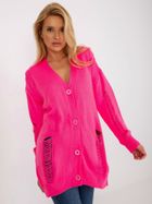 Kardigan damski z wełną, oversize, różowy, Rue Paris