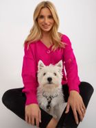 Kardigan damski z wełną, oversize, różowy, Rue Paris