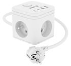 Kerg, Smart, kostka zasilająca, 3 gniazdowa, ładowarka USB-A,C, 16A/250V, 1,5m H05VV-F