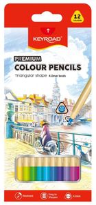 Keyroad, kredki ołówkowe, trójkątne, 12 kolorów