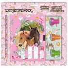 Kidea, pamiętnik z kłódką i stempelkami + zestaw przyborów, konie