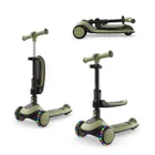 Kinderkraft, Halley 2, hulajnoga 3-kołowa, balansowa 2w1, LED, Grassland Green