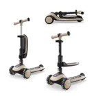 Kinderkraft, Halley 2, hulajnoga 3-kołowa, balansowa 2w1, LED, Stone White