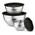 Könighoffer, komplet misek nierdzewnych satynowych z czarną pokrywą, 16/20/24 cm, 3 szt.