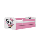 Kocot Kids, Babydreams, łóżko z materacem, różowe, panda z babeczką, 80-180 cm