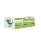 Kocot Kids, Babydreams, łóżko z materacem, zielone, mały dino, 70-140 cm