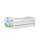 Kocot Kids, Babydreams, łóżko z szufladą, białe, słonik, 80-160 cm