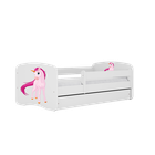 Kocot Kids, Babydreams, łóżko z szufladą i materacem, białe, jednorożec, 70-140 cm