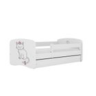Kocot Kids, Babydreams, łóżko z szufladą i materacem, białe, kot, 80-180 cm
